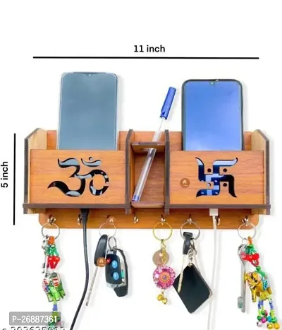 World Wall Decorative Wooden Key Holder for Home and Office Decor Key Stand for Keys Key Holder with Mobile Stand and Storage Box (Pack of 1 )-thumb0