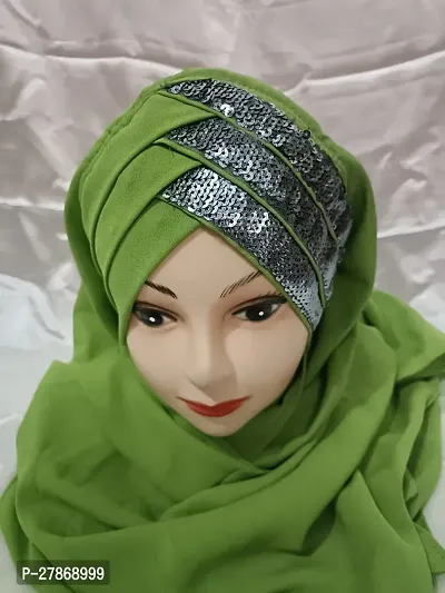 Contemporary Green Georgette Embroidered Hijab For Women