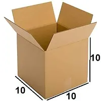 5 Ply Corrugated Double Wall Cardboard Square Packaging Boxes - 10 x 10 x 10 Inches (Pack of 10)-thumb1