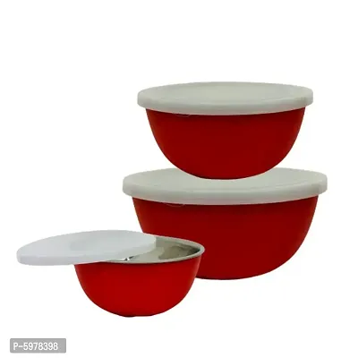 Stainless Steel Microwave bowl with lid set of 3-thumb0