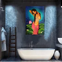 RK Digital Mart Padmini Nayika | Wall Poster Sticker | Women with Lotus River Wall Poster | Indian Women Art Paintings Self-Adhesive Stickers Size: 30 x 45 cm-thumb2