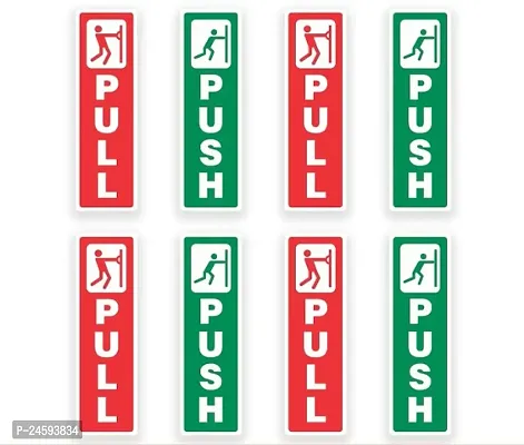 RK Digital Mart Pull and Push Stickers for Glass Doors 4 Pull and 4 Push Stickers to Guide Your Guests Self Adhesive Stickers (Size: 18 x 5.5 cm) (Pack of 8)