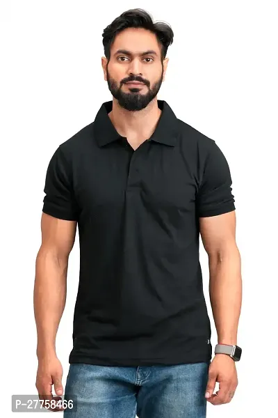 Stylish Cotton Blend Solid Polo T-shirt