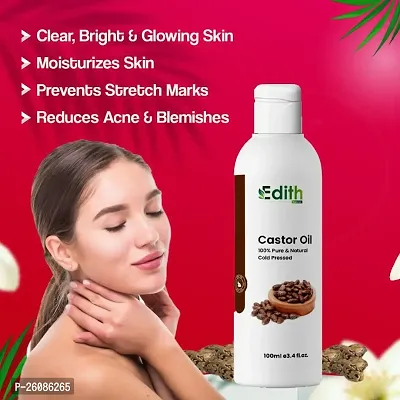 Edith Naturals CASTOR Oil For Skin, HAir, Eyebrow Growth  Lip Care -100ml-thumb0