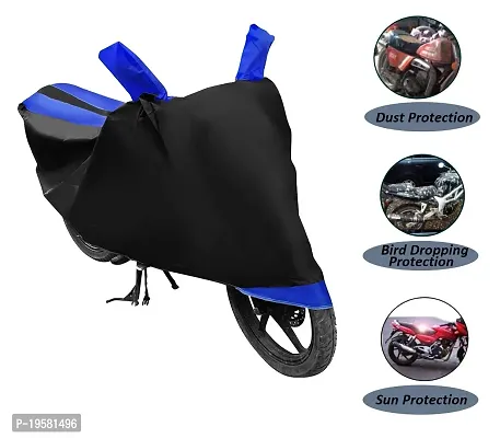 Auto Hub Yamaha SS 125 Bike Cover Waterproof Original / SS 125 Cover Waterproof / SS 125 bike Cover / Bike Cover SS 125 Waterproof / SS 125 Body Cover / Bike Body Cover SS 125 With Ultra Surface Body Protection (Black, Blue Look)-thumb5