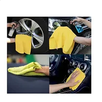 Auto Hub Microfiber Cleaning Cloths, 1 pcs 40x40 Cm 250GSM Yellow Highly Absorbent, Lint and Streak Free, Multi - Purpose Wash Cloth for Kitchen, Car, Window, Stainless Steel-thumb1