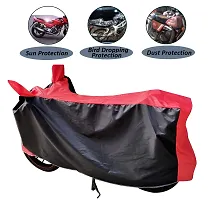 Auto Hub Water Resistant Bike Body Cover for TVS Scooty Pep Plus - Black/Red-thumb2