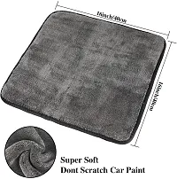 Auto Hub Heavy Microfiber Cloth for Car Cleaning and Detailing, Double Sided, Extra Thick Plush Microfiber Towel Lint-Free, 800 GSM (Size 40cm x 40cm)/Pack of 1, Color:- Grey-thumb3