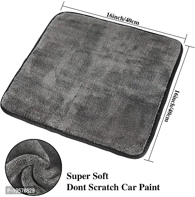 Auto Hub Heavy Microfiber Cloth for Car Cleaning and Detailing, Double Sided, Extra Thick Plush Microfiber Towel Lint-Free, 800 GSM (Size 40cm x 40cm)/Pack of 1, Color:- Grey-thumb4