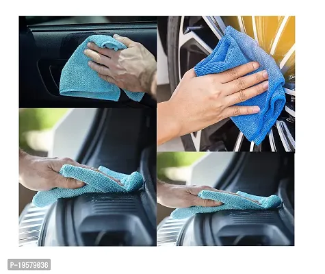 Auto Hub Microfiber Cleaning Cloths, 1 pcs 40x40 Cm 250GSM Blue Highly Absorbent, Lint and Streak Free, Multi - Purpose Wash Cloth for Kitchen, Car, Window, Stainless Steel-thumb2