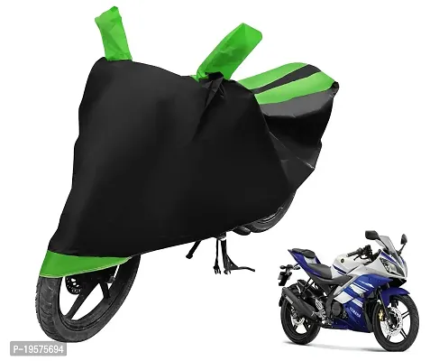 Auto Hub Yamaha R15 Bike Cover Waterproof Original / R15 Cover Waterproof / R15 bike Cover / Bike Cover R15 Waterproof / R15 Body Cover / Bike Body Cover R15 With Ultra Surface Body Protection (Black, Green Look)