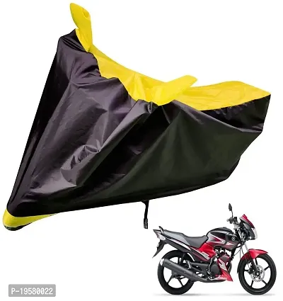 Auto Hub Yamaha SS 125 Bike Cover Waterproof Original / SS 125 Cover Waterproof / SS 125 bike Cover / Bike Cover SS 125 Waterproof / SS 125 Body Cover / Bike Body Cover SS 125 With Ultra Surface Body Protection (Black, Yellow Look)-thumb0