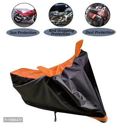 Auto Hub Waterproof Bike Body Cover Compatible with TVS Jupiter -(Fabric:-Polyester, Color:-Black/Orange)-thumb2