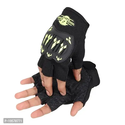 Auto Hub Bike Riding, Cycling Sports Gloves for Men  Women-(Yellow, Half Finger Gloves -XLarge)-thumb0