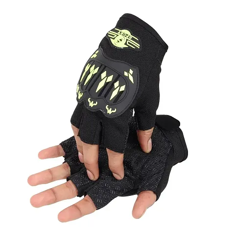 Auto Hub Bike Riding, Cycling Sports Gloves for Men Women-(Yellow, Half Finger Gloves -XLarge)