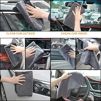 Auto Hub Heavy Microfiber Cloth for Car Cleaning and Detailing, Double Sided, Extra Thick Plush Microfiber Cloth Lint-Free, 400 GSM (Size 40cm x 40cm)/Pack of 1, Color:- Grey-thumb1