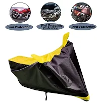 Auto Hub Waterproof Bike Body Cover Compatible with TVS Star City Plus -(Fabric:-Polyester, Color:-Black/Yellow)-thumb1