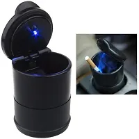 Auto Hub Blue LED Black Plastic Ashtray for Car/Home/Office-thumb1