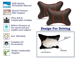 Auto Hub Faux Leather Car Neck Rest for All Cars for Neck Support Car Cushion for Headrest- Pack of 2, (Cross Looks, Black, Red)-thumb2