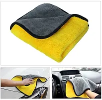 Auto Hub Heavy Microfiber Cloth for Car Cleaning and Detailing, Double Sided, Microfiber Towel for Car  Bike,Super Soft Car Wash Cloth, 600 GSM (Size 40cm x 40cm) Pack of 1, Color: Yellow-thumb2