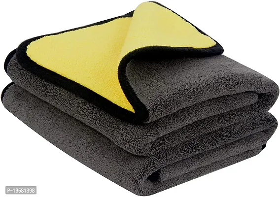 Euro Care Heavy Microfiber Cloth for Car Cleaning and Detailing, Double Sided, Extra Thick Plush Microfiber Towel Lint-Free, 800 GSM (Size 40cm x 40cm)/Pack of 1, Color: Yellow-thumb3