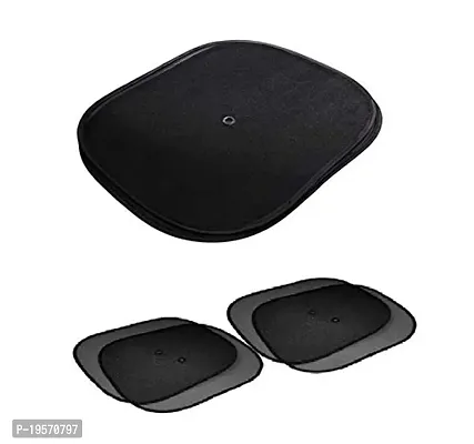 Auto Hub Polo Cross Black Cotton Fabric Car Window Sunshades with Vacuum Cups (Set of 4)-thumb3