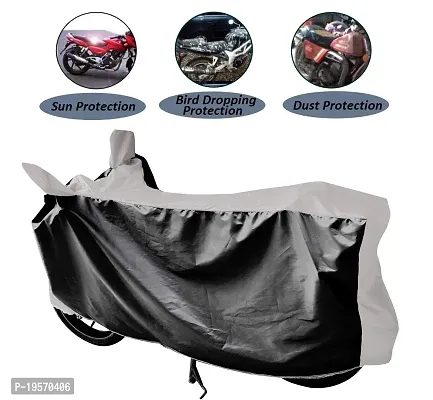 Auto Hub Honda CB Shine Bike Cover Waterproof Original / CB Shine Cover Waterproof / CB Shine bike Cover / Bike Cover CB Shine Waterproof / CB Shine Body Cover / Bike Body Cover CB Shine With Ultra Surface Body Protection (Black, Silver Look)-thumb3