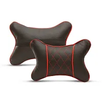 Euro Care Car Neck Rest Pillows, Cushion Set (Black-Red/Pack of 2)-thumb1