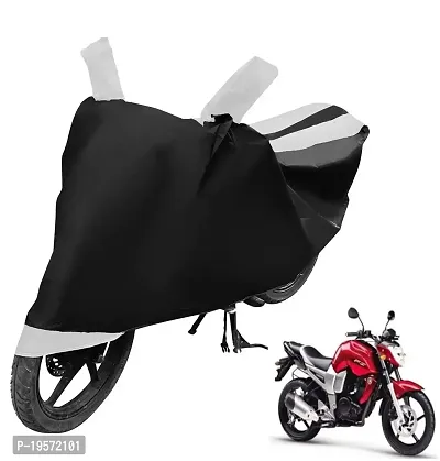 Auto Hub Yamaha FZ16 Bike Cover Waterproof Original / FZ16 Cover Waterproof / FZ16 bike Cover / Bike Cover FZ16 Waterproof / FZ16 Body Cover / Bike Body Cover FZ16 With Ultra Surface Body Protection (Black, White Look)-thumb0