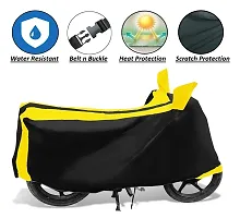 Auto Hub Vespa Piaggio Bike Cover Waterproof Original / Piaggio Cover Waterproof / Piaggio bike Cover / Bike Cover Piaggio Waterproof / Piaggio Body Cover / Bike Body Cover Piaggio With Ultra Surface Body Protection (Black, Yellow Look)-thumb1