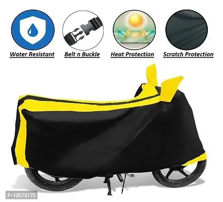 Auto Hub Vespa Piaggio Bike Cover Waterproof Original / Piaggio Cover Waterproof / Piaggio bike Cover / Bike Cover Piaggio Waterproof / Piaggio Body Cover / Bike Body Cover Piaggio With Ultra Surface Body Protection (Black, Yellow Look)-thumb2