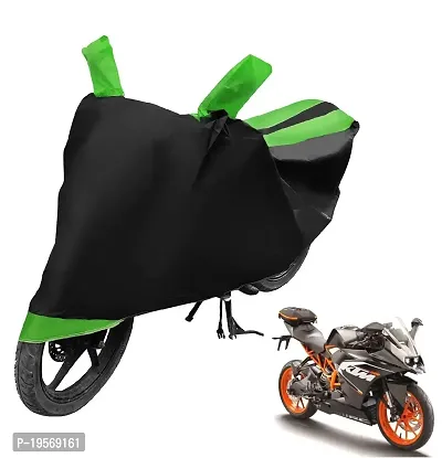 Auto Hub KTM RC 200 Bike Cover Waterproof Original / KTM RC 200 Cover Waterproof / KTM RC 200 bike Cover / Bike Cover KTM RC 200 Waterproof / KTM RC 200 Body Cover / Bike Body Cover KTM RC 200 With Ultra Surface Body Protection (Black, Green Look)