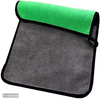 Auto Hub 800 GSM Microfiber Double Layered Cloth Extra Thick Plush, Lint Free Microfiber Towel for Home/Office/Kitchen/Car/Bike (40x40 cm, Pack of 1, Green)