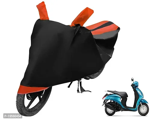 Euro Care Yamaha Fascino Bike Cover Waterproof Original / Fascino Cover Waterproof / Fascino bike Cover / Bike Cover Fascino Waterproof / Fascino Body Cover / Bike Body Cover Fascino With Ultra Surface Body Protection (Black, Orange Look)