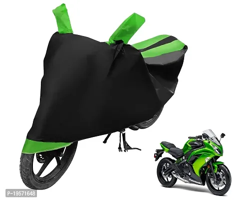 Euro Care Waterproof UV Protection  Dust Proof Full Two Wheeler Body Cover for Kawasaki Ninja 250/300/650/H2/ZX6R (Black/Green)