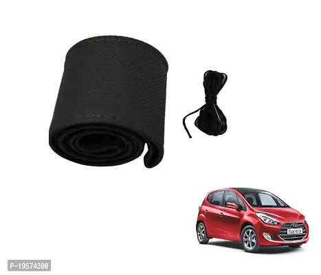 Auto Hub Car Steering Wheel Cover for Hyundai Santro 2019 - Black