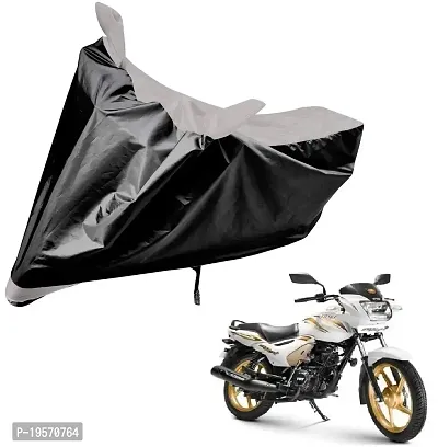 Auto Hub Waterproof Bike Body Cover Compatible with TVS Star City Plus -(Fabric:-Polyester, Color:-Black/Silver)