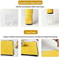 Auto Hub 800 GSM Microfiber Double Layered Cloth Extra Thick Plush, Lint Free Microfiber Towel for Home/Office/Kitchen/Car/Bike (40x40 cm, Pack of 1, Yellow)-thumb1