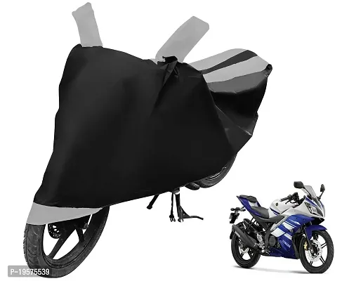 Auto Hub Yamaha R15 Bike Cover Waterproof Original / R15 Cover Waterproof / R15 bike Cover / Bike Cover R15 Waterproof / R15 Body Cover / Bike Body Cover R15 With Ultra Surface Body Protection (Black, Silver Look)