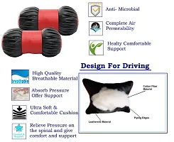 Auto Hub Faux Leather Neck Rest for Cars, Car Neck Support, Car Neck Rest Pillow - Pack of 2, (Dumbell Shape Black, Red)-thumb2