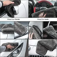 Auto Hub Heavy Microfiber Cloth for Car Cleaning and Detailing, Double Sided, Extra Thick Plush Microfiber Towel Lint-Free, 800 GSM (Size 40cm x 40cm)/Pack of 1, Color:- Grey-thumb2