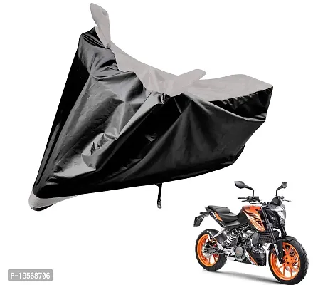 Auto Hub Water Resistant, Dustproof Bike Body Cover for KTM Duke 125 - Black/Silver