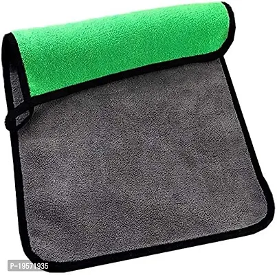 Auto Hub Heavy Microfiber Cloth for Car Cleaning and Detailing, Double Sided, Extra Thick Plush Microfiber Towel Lint-Free, 800 GSM (Size 40cm x 40cm)/Pack of 1, Color: Green