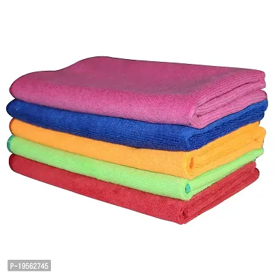 Auto Hub Microfiber Cloth - 5 Pcs - 40X40 Cms - 350 GSM Multi-Color - Thick Lint  Streak-Free Multipurpose Cloths - Automotive Microfibre Towels for Car Bike Cleaning Polishing Washing  Detailing