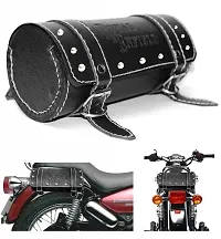 Auto Hub Waterproof Round Saddle Bag for Bullet Bike (Black)-thumb3