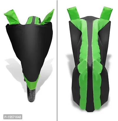 Euro Care Waterproof UV Protection  Dust Proof Full Two Wheeler Body Cover for Kawasaki Ninja 250/300/650/H2/ZX6R (Black/Green)-thumb2