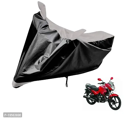 Auto Hub Hero Glamour Fi Bike Cover Waterproof Original / Glamour Fi Cover Waterproof / Glamour Fi bike Cover / Bike Cover Glamour Fi Waterproof / Glamour Fi Body Cover / Bike Body Cover Glamour Fi With Ultra Surface Body Protection (Black, Silver Look)-thumb0