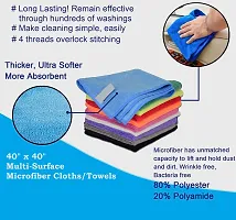 Auto Hub Microfiber Cleaning Cloths, 2 pcs 40x40 Cm 250GSM Multi-Color Highly Absorbent, Lint and Streak Free, Multi - Purpose Wash Cloth for Kitchen, Car, Window, Stainless Steel-thumb1