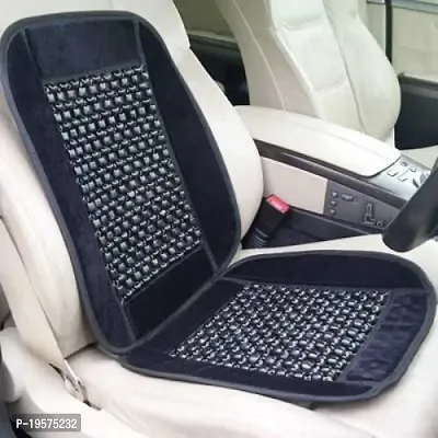 Auto Hub Velvet Car Seat Cover Wooden Beads Cushion Pad - Grey-thumb3