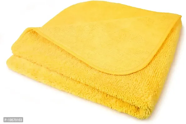Auto Hub Microfiber Cleaning Cloths, 1 pcs 40x40 Cm 250GSM Yellow Highly Absorbent, Lint and Streak Free, Multi - Purpose Wash Cloth for Kitchen, Car, Window, Stainless Steel